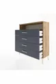 Commode Arges à un seul étagère et 4 tiroirs en pin-anthracite