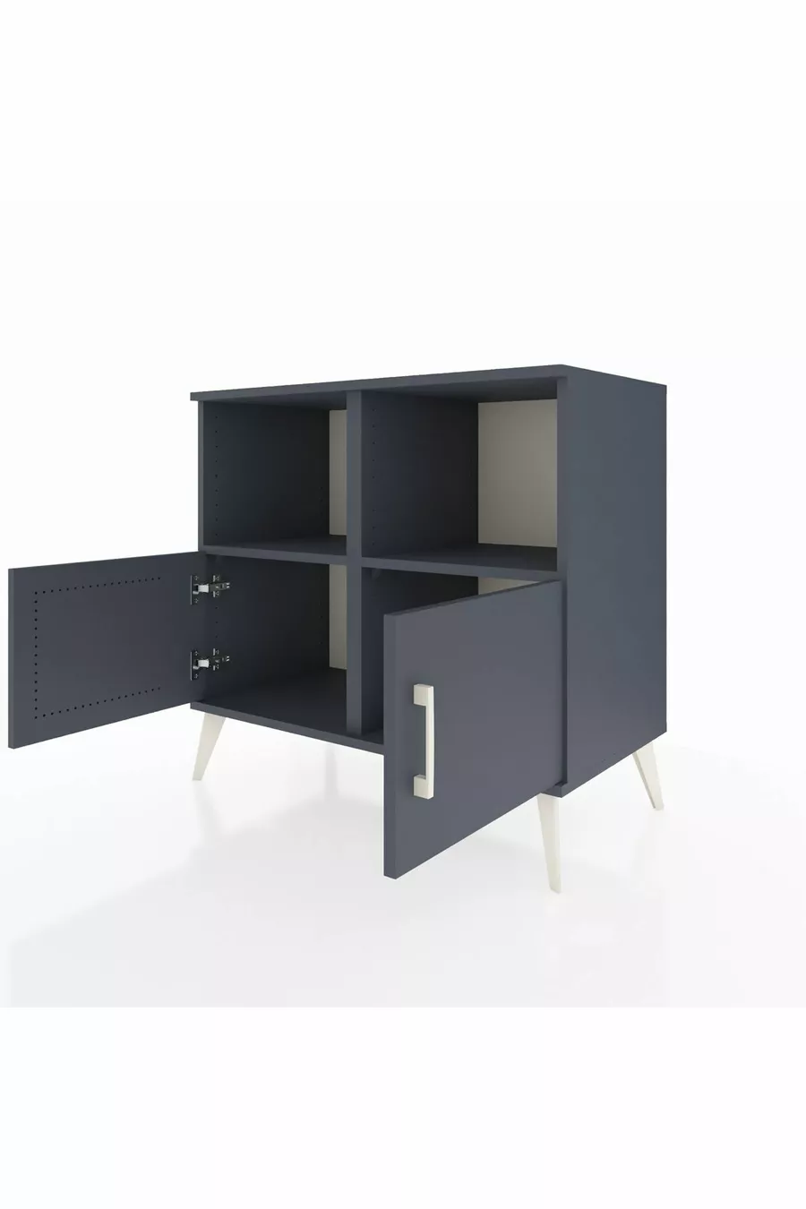 Commode Hyperion 2 étagères 2 portes Anthracite-Anthracite