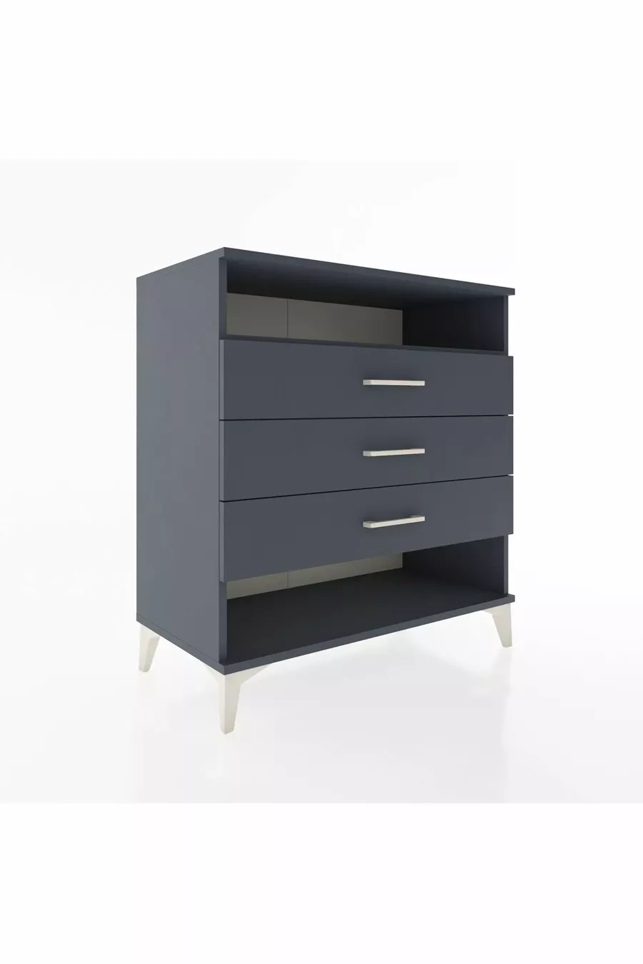 Commode Hyperion à une étagère et trois tiroirs Anthracite-Anthracite