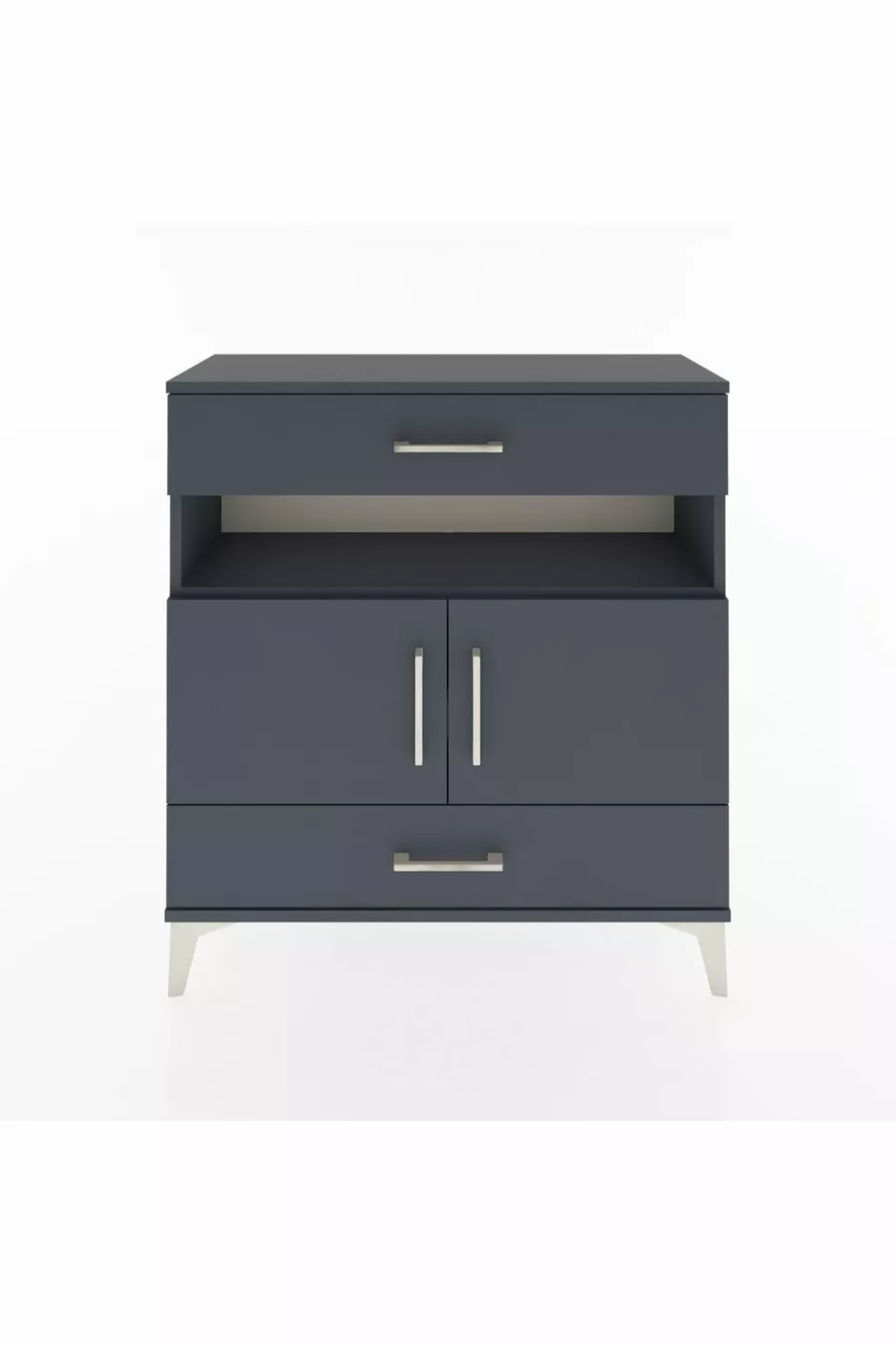Commode Arges 3 étagères 2 tiroirs 2 portes Anthracite-Anthracite