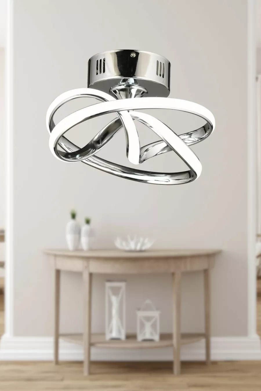 Suspension LED plafonnier moderne en métal chromé modèle Vino Riserva pour salon, cuisine, séjour, chambre à coucher