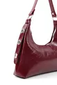 Sac à main et à épaule pour femme en cuir synthétique bordeaux à texture froissée, modèle , à un compartiment, forme baguette