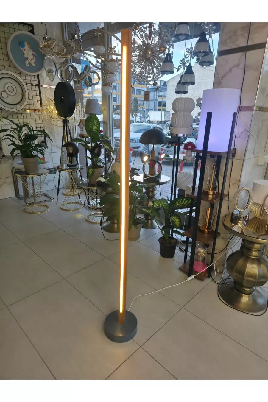 Lampadaire LED en bois moderne | 3 couleurs avec télécommande | Fait main  cm