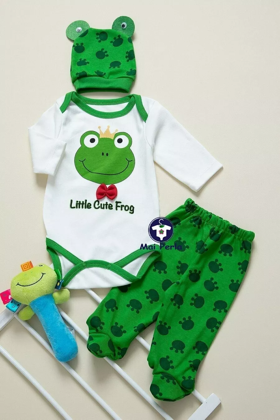 Ensemble de bodies pour bébé unisexe vert grenouille, lot de 3