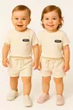 Ensemble d'été Waffle Fashion avec short 6 mois - 3 ans Beige clair