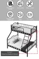 Lit superposé métallique pour 3 personnes avec 3 places pour parents  &  Noir