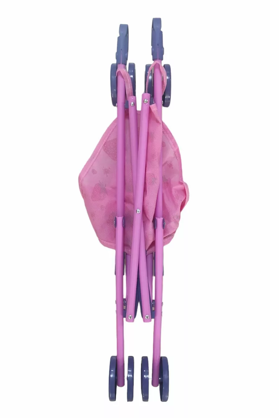 Poussette pour jouet Pliable Voiture pour bébé Rose Canne Poussette en plastique Motif Fraise