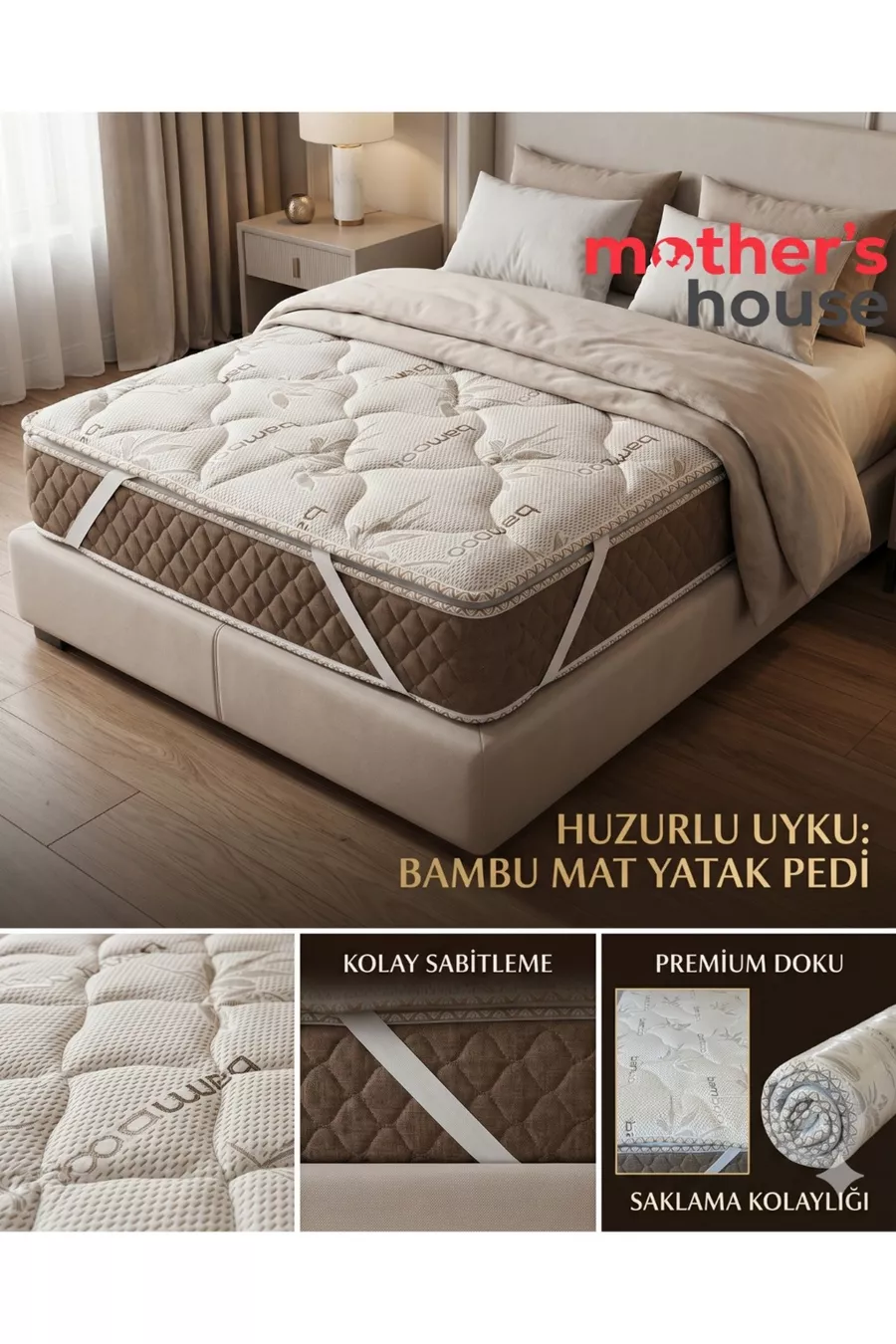 Matelas en bambou entièrement orthopédique, surmatelas de lit (PRODUIT AVEC OPTION DE TAILLE)