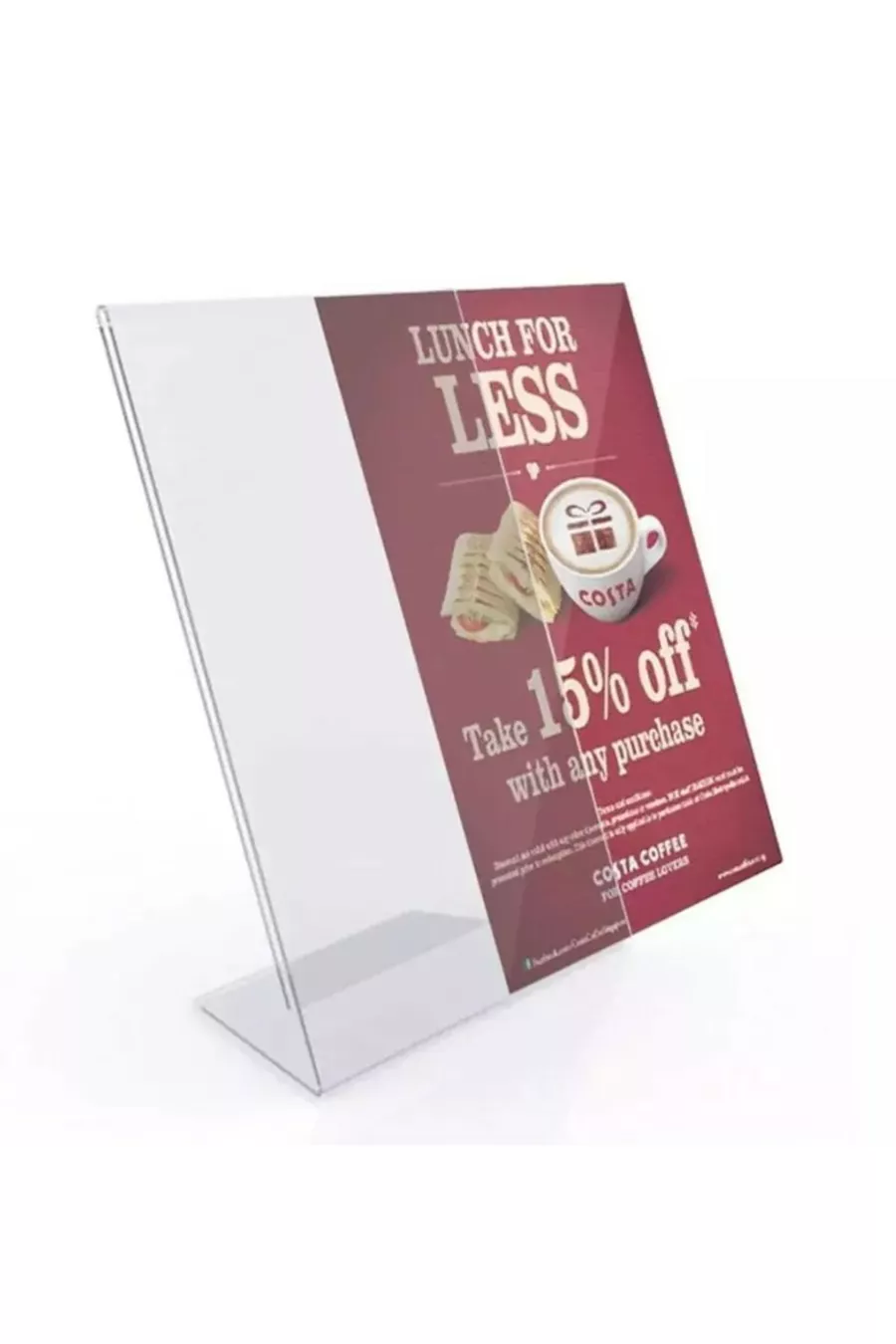 Porte-affiches  en plexiglas transparent vertical de type L, porte-menu, porte-prix, porte-brochure, porte-étiquette, porte-photos, support d'album, table