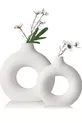 Set de Vases à Anneau Bohème (GRAND CM, PETIT CM) Décoratif, Cadeau Brut Blanc