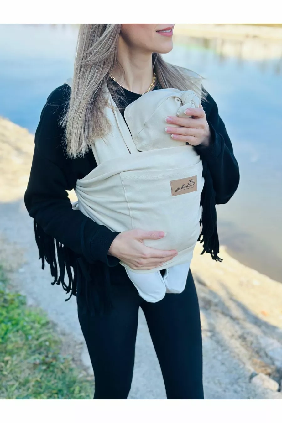 Écharpe de portage pour bébé avec poche sur le devant, écharpe porte-bébé
