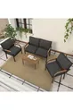 Hayal Balcon, Jardin, Café, Ensemble Canapé Métallique, Mobilier de Jardin,  Tables - Anthracite