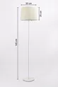 Lampadaire en tissu métallique crème à une seule jambe Cora pour salon, séjour et chambre à coucher