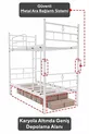 Lit superposé en métal blanc détachable Koza Ranza compatible avec matelas 