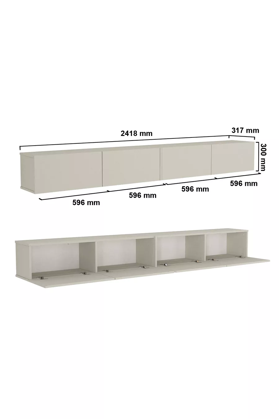 Meuble TV avec LED & Unité, Unité TV Murale Sable  cm | Homeros