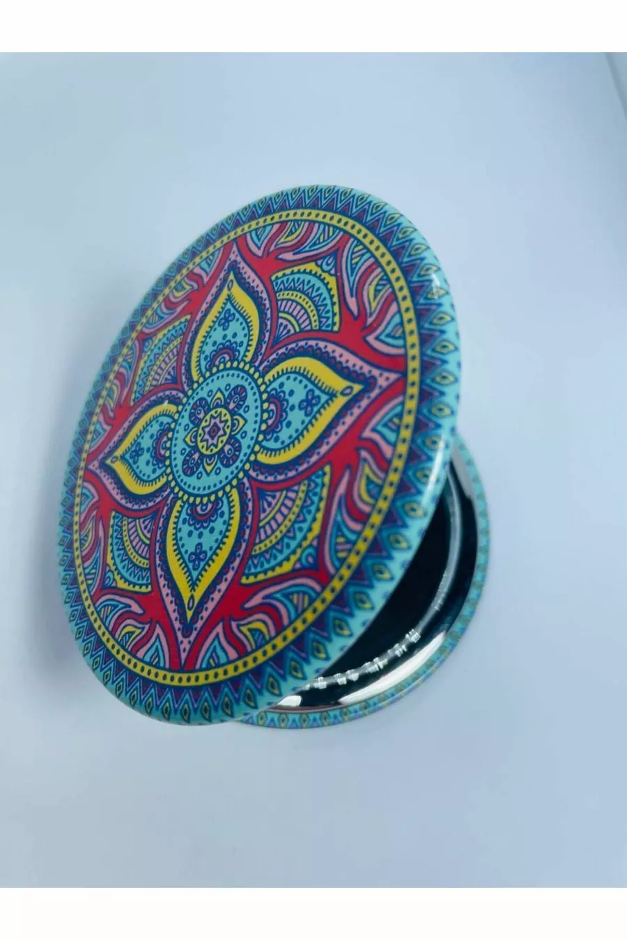 Poche, Sac, Miroir de maquillage, Motif élégant, Avec pierres, Double face, Rond 7cm