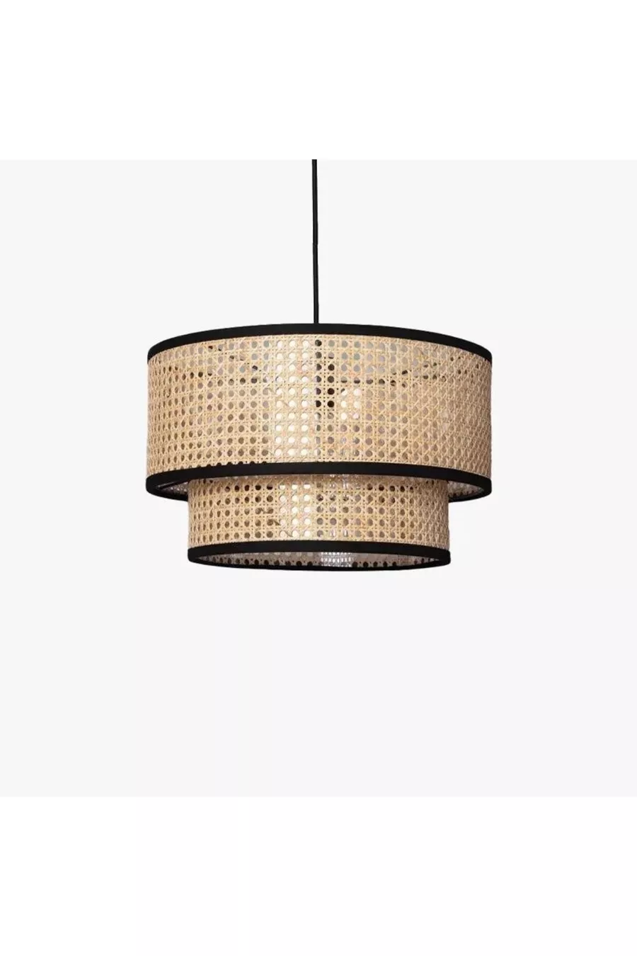 Plafonnier Lustre à 2 Niveaux en Rotin Naturel Hazeran pour Enfant Chambre à Coucher Salon Cuisine Hall