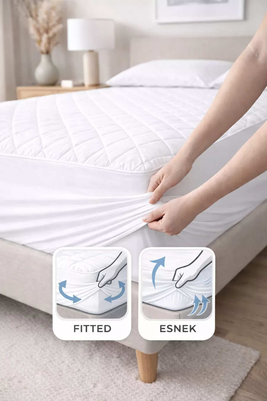 Protection de matelas ajustée en coton matelassé  % premium, entièrement imperméable aux liquides, taille simple, double et king