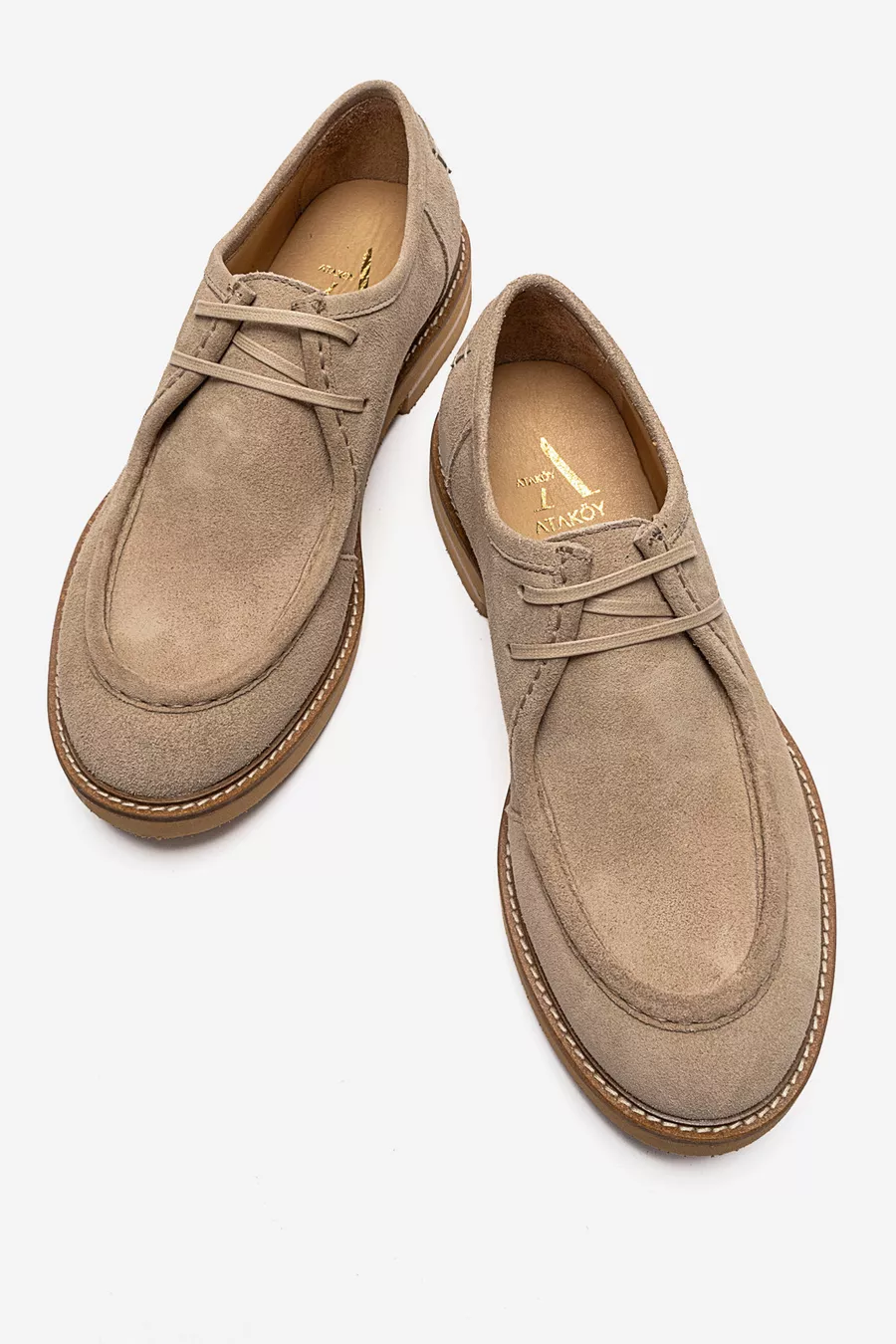 Chaussures Quotidiennes Pour Hommes En Cuir Véritable Avec Semelle Eva Suède Sable