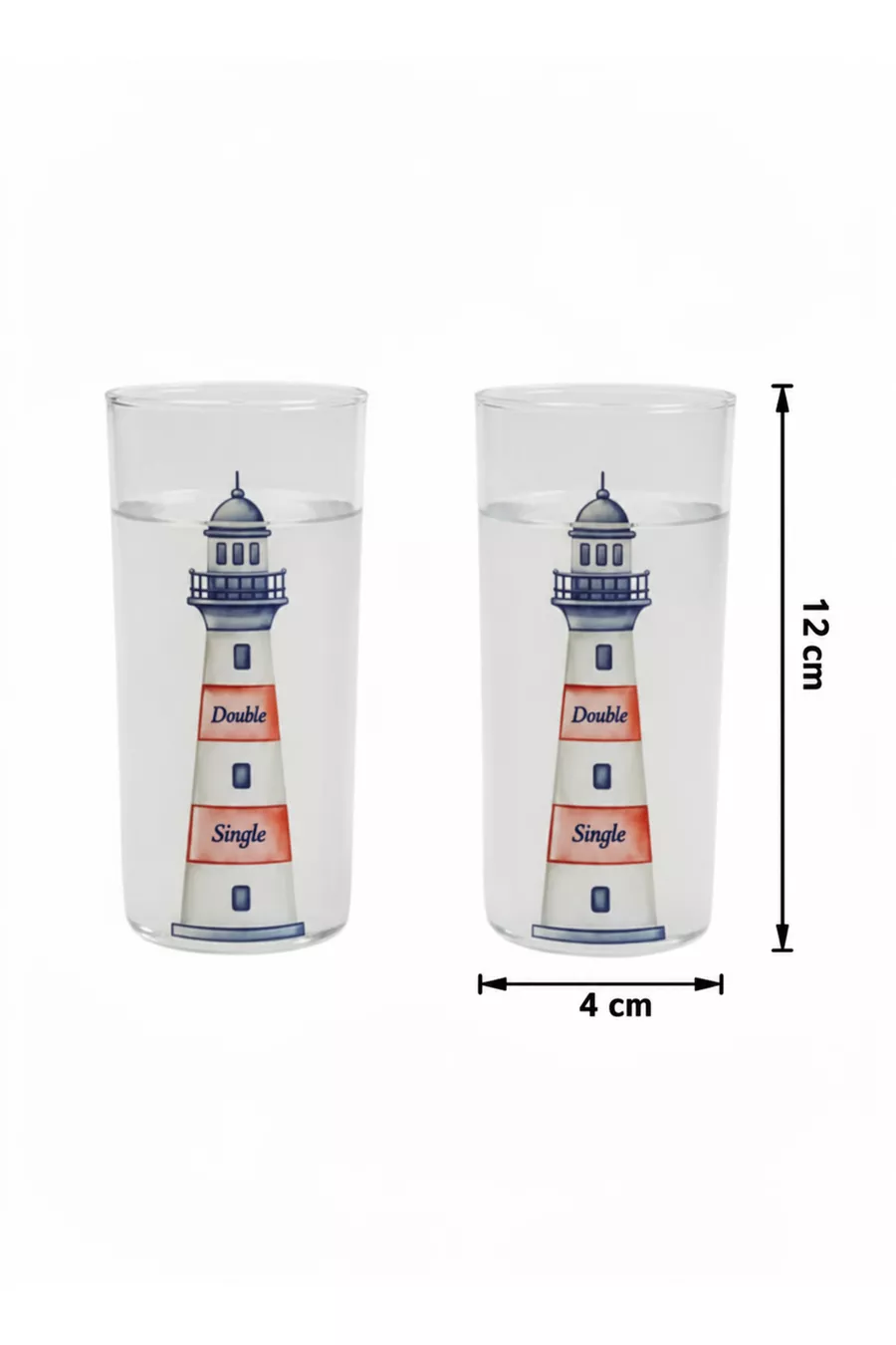 Verre à raki Marin incassable avec motif phare, lot de 2 - Type bateau et piscine, verre de marin