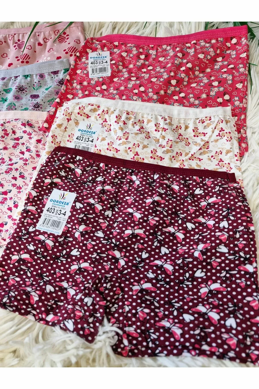Ensemble de 6 boxers pour fille à motifs