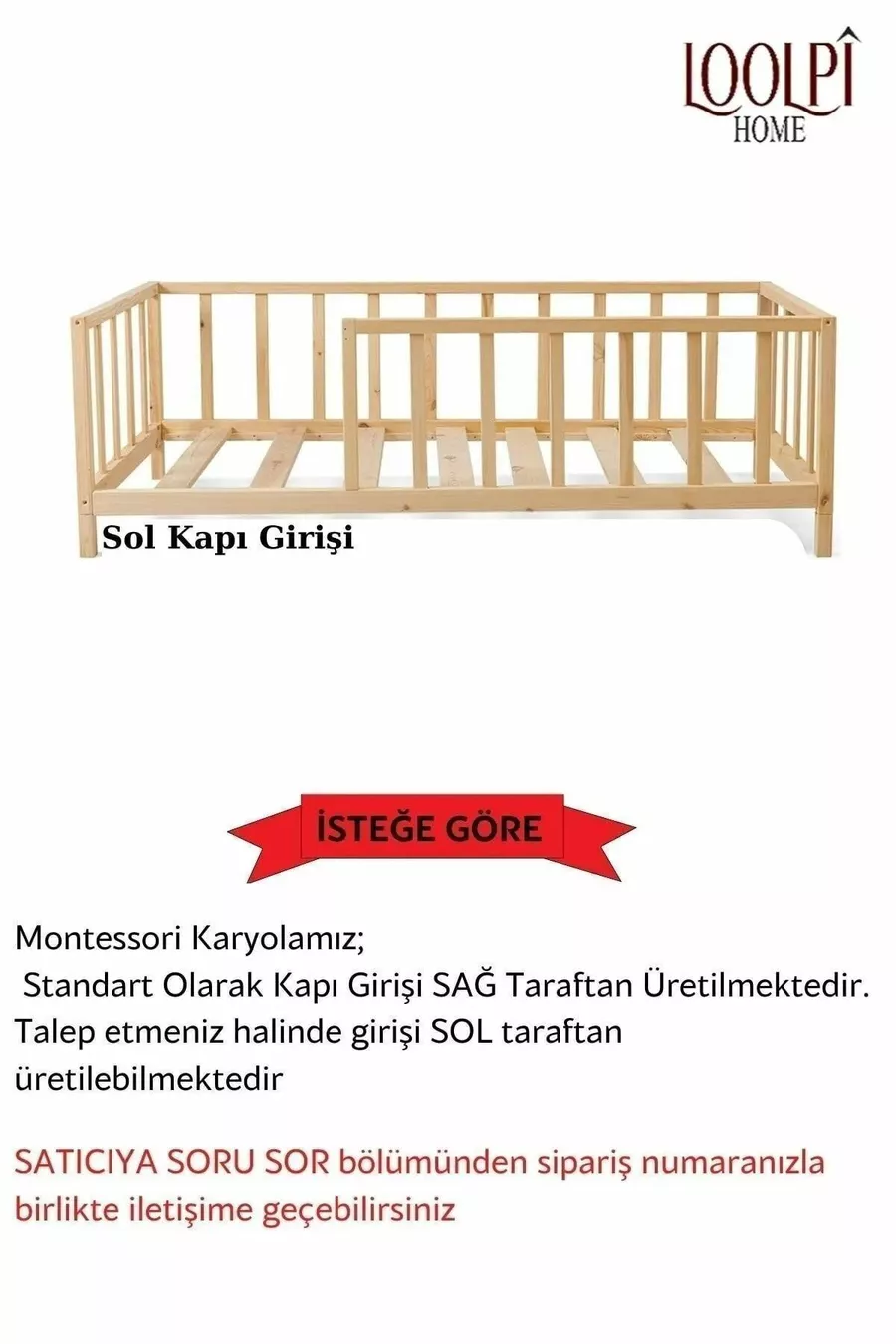 Lit Montessori Unisexe pour Bébé et Enfant en Bois Naturel