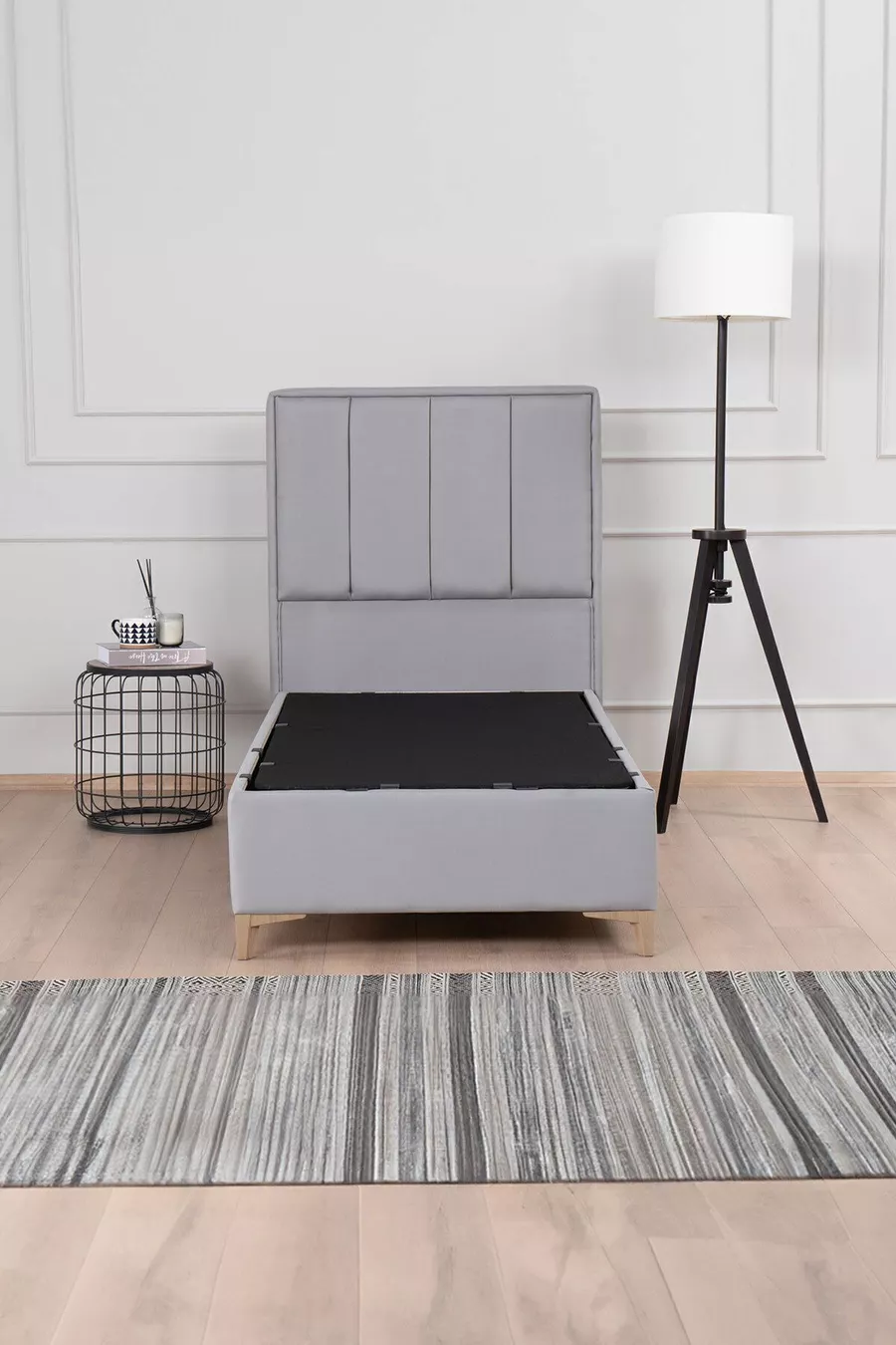 Ensemble tête de lit et sommier coffre Gold Therapy Gris (LIT NON INCLUS)