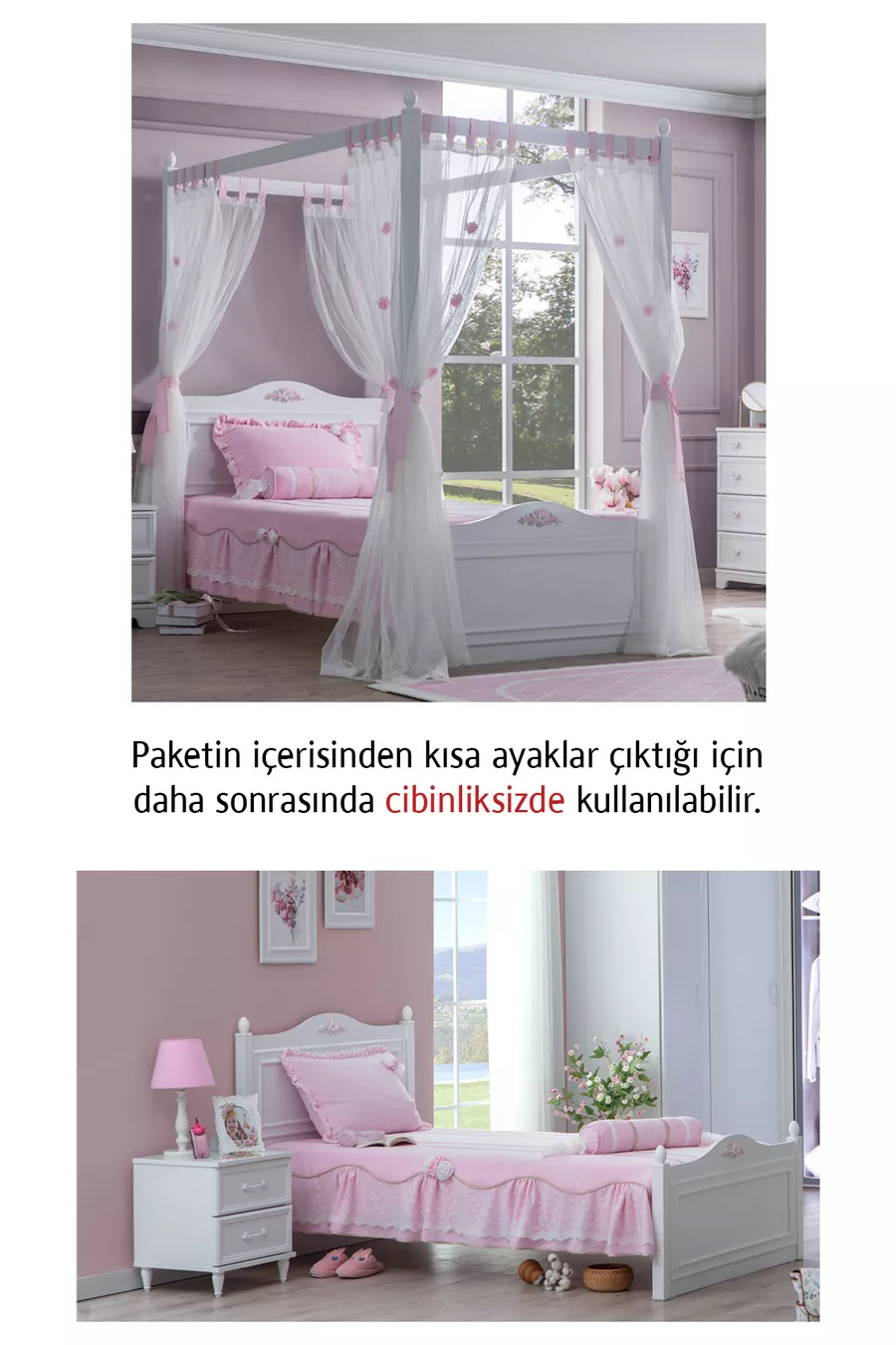Ensemble de Chambre d'Isabella pour Jeunes X et Lit à Baldaquin X