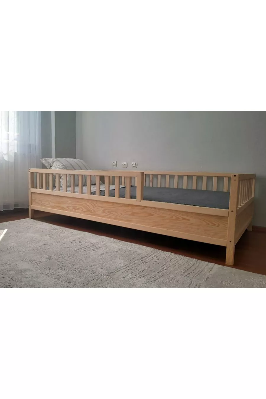 Lit Montessori pour enfants - Lit Montessori - Lit en bois - Avec barrière de sécurité de cm - 