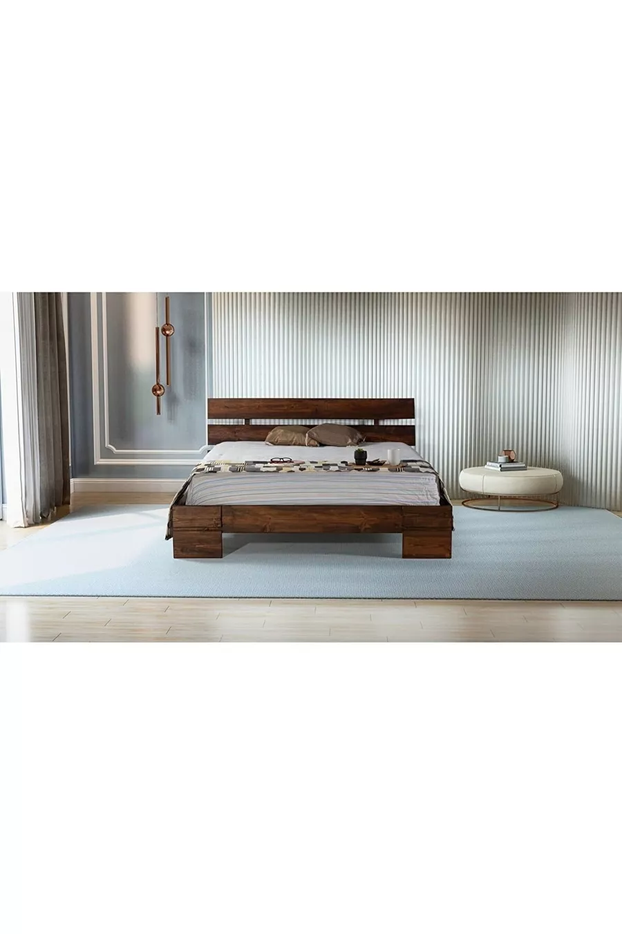 Lit en bois massif naturel Idil