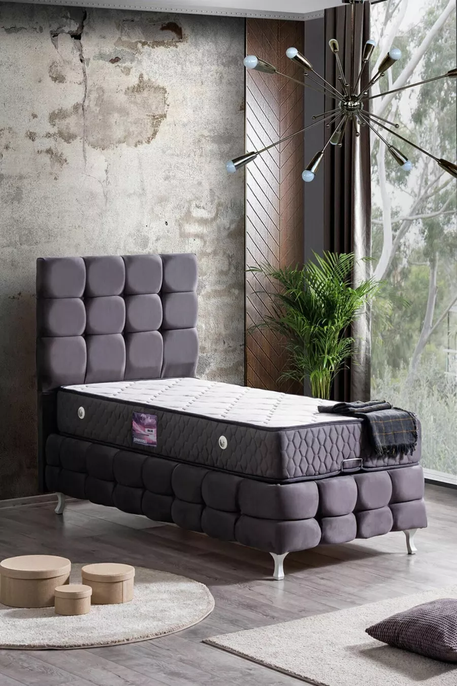 Ensemble Duke Lux Ikili, tête de lit pour lit simple