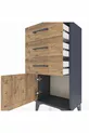Chevet Arges avec 3 tiroirs et 1 porte, anthracite-pin