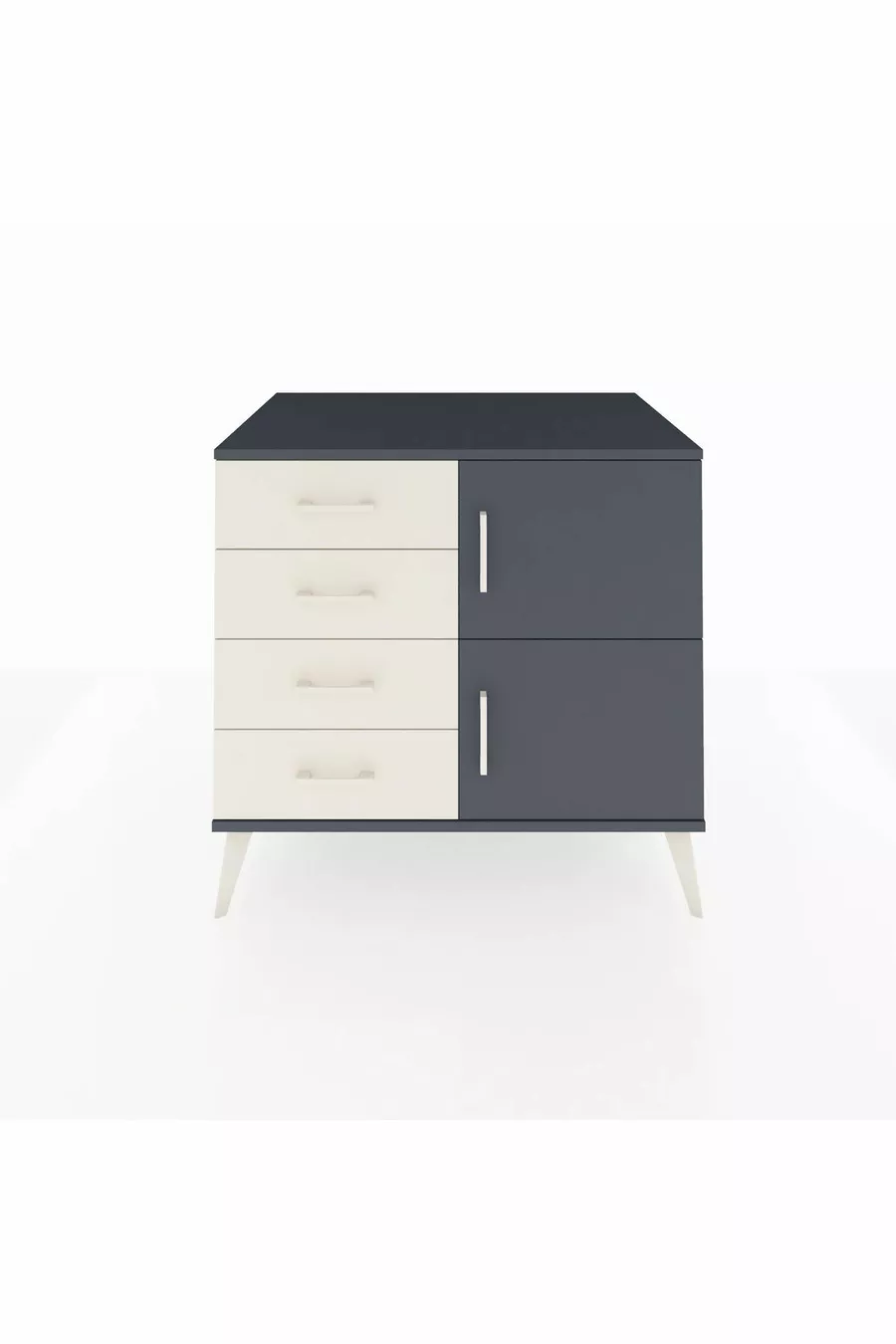 Commode Kronos à une étagère, 4 tiroirs, 2 portes Anthracite-Anthracite/Pierre de lune