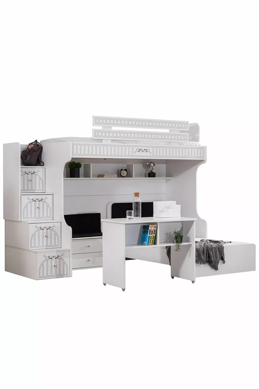 Lit superposé, lit superposé avec bureau intégré à Londres, 2 matelas Comfort