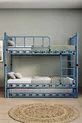 Chambre d'enfant pour jeunes Zambak avec lit superposé et lit simple en métal Bleu marine