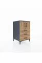 Table de chevet Kronos avec une étagère, 3 tiroirs et 2 portes, anthracite-pin