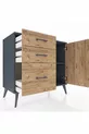 Commode Hyperion à une étagère, 3 tiroirs et une porte, Anthracite-Bois de pin
