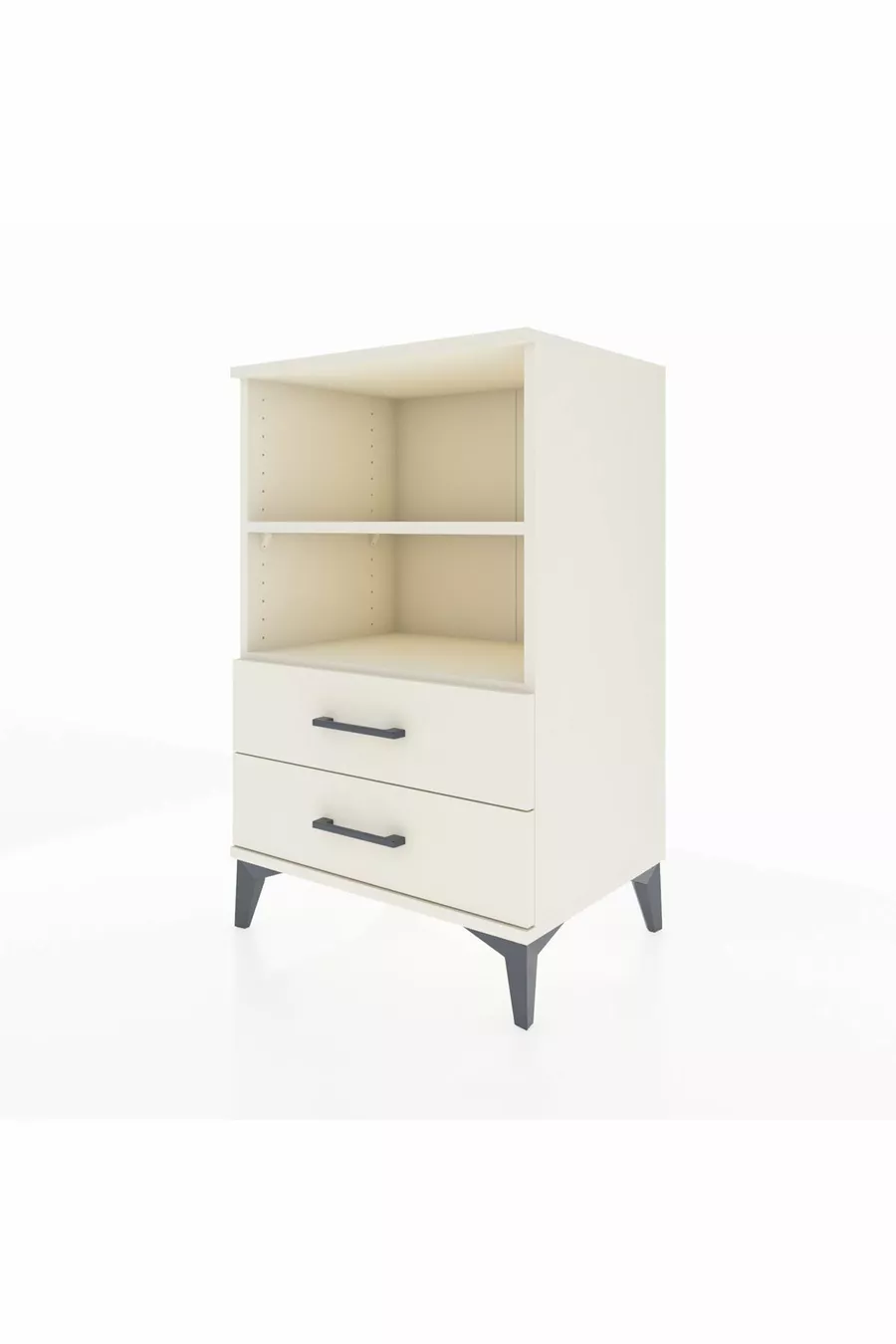 Table de chevet Hyperion avec 2 étagères et 2 tiroirs, couleur quartz