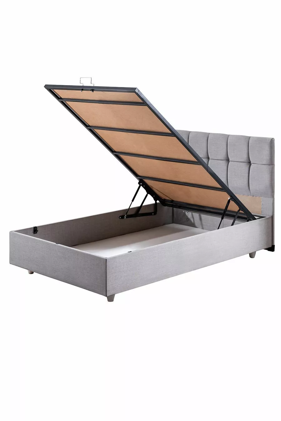 Ensemble de lit Berlin avec sommier simple et tête de lit Comfort, gris clair