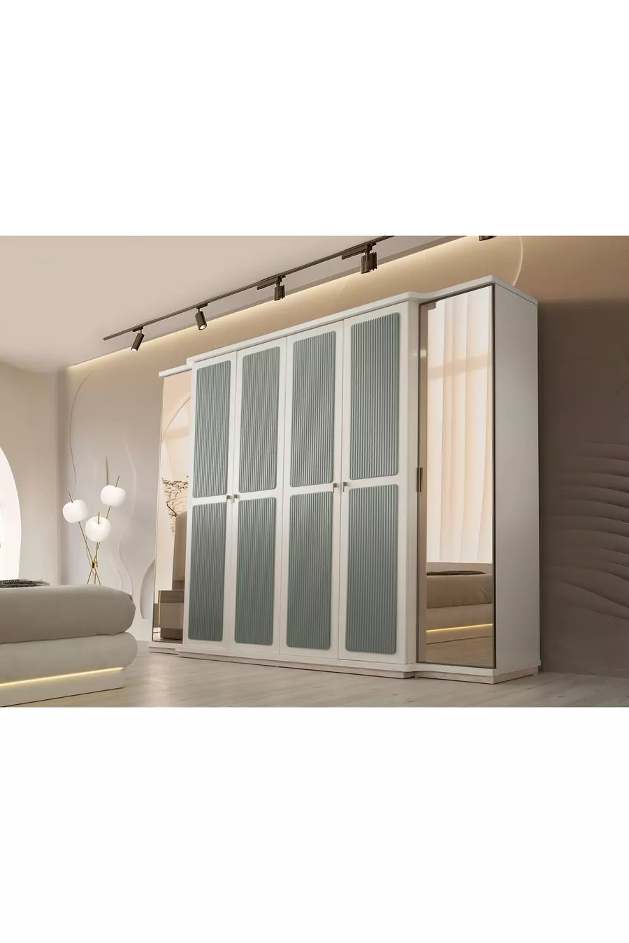 ENSEMBLE DE CHAMBRE À COUCHER LED SUR BASE MDF TURQUOISE