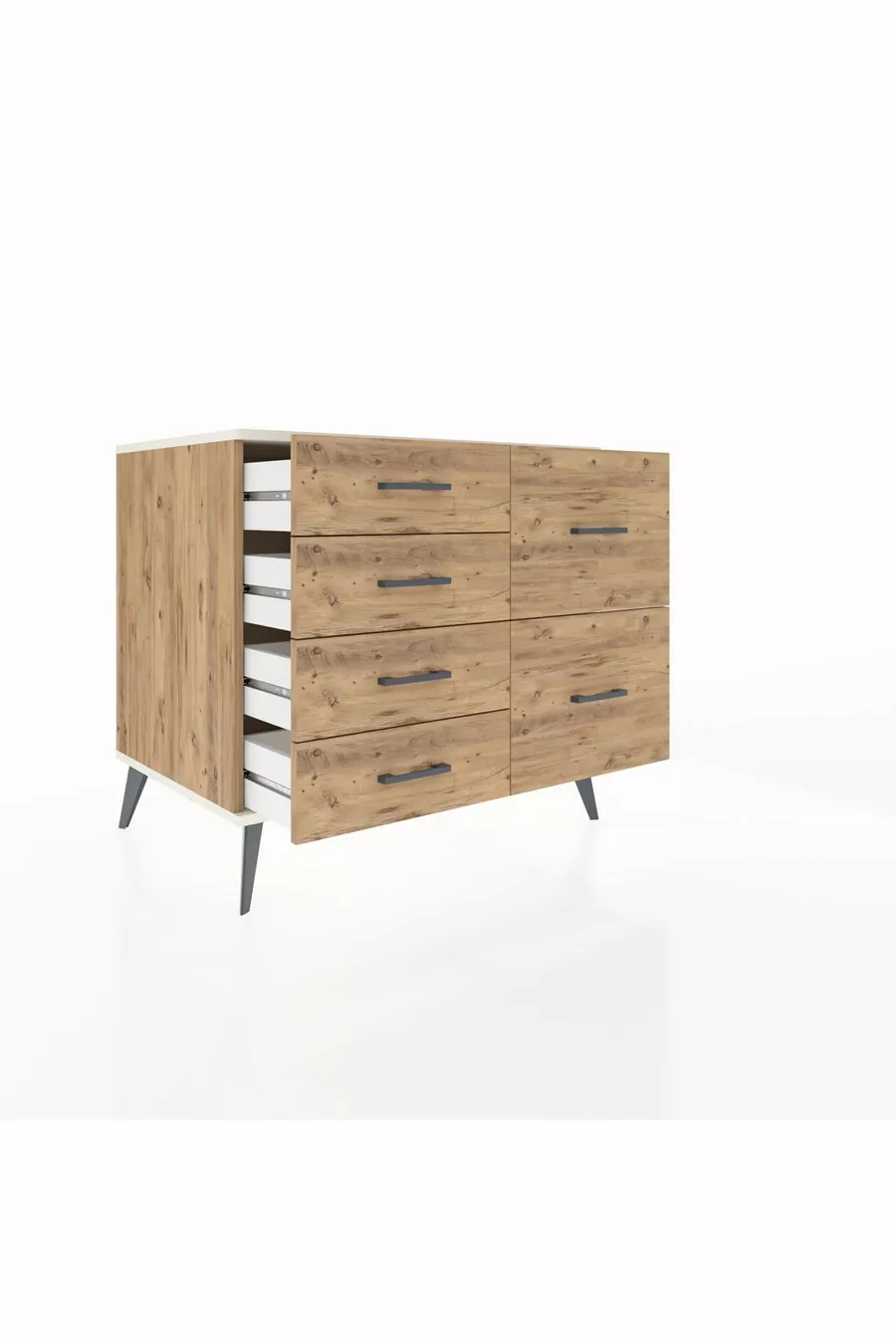 Commode Kronos 6 tiroirs Pin-Pierre d'ardoise/Pin