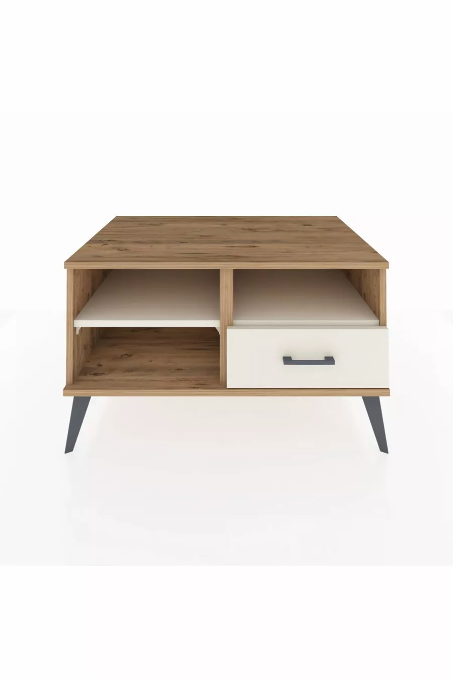 Commode Kronos 2 étagères 1 tiroir Pin-Pierre de lave