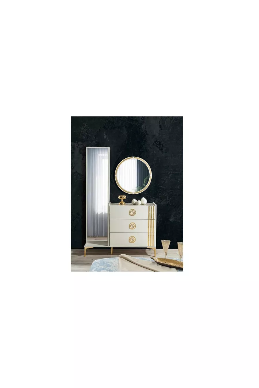 Ensemble de chambre à coucher Lora avec crème