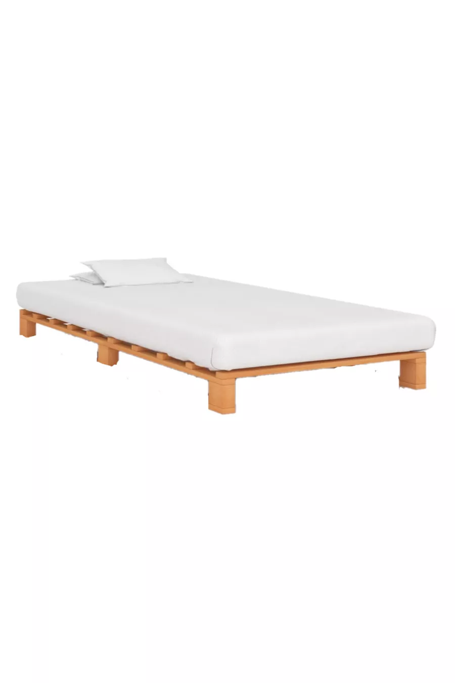 Lit plateforme en bois massif cm X cm, couleur noyer cm X cm, couleur noyer massif