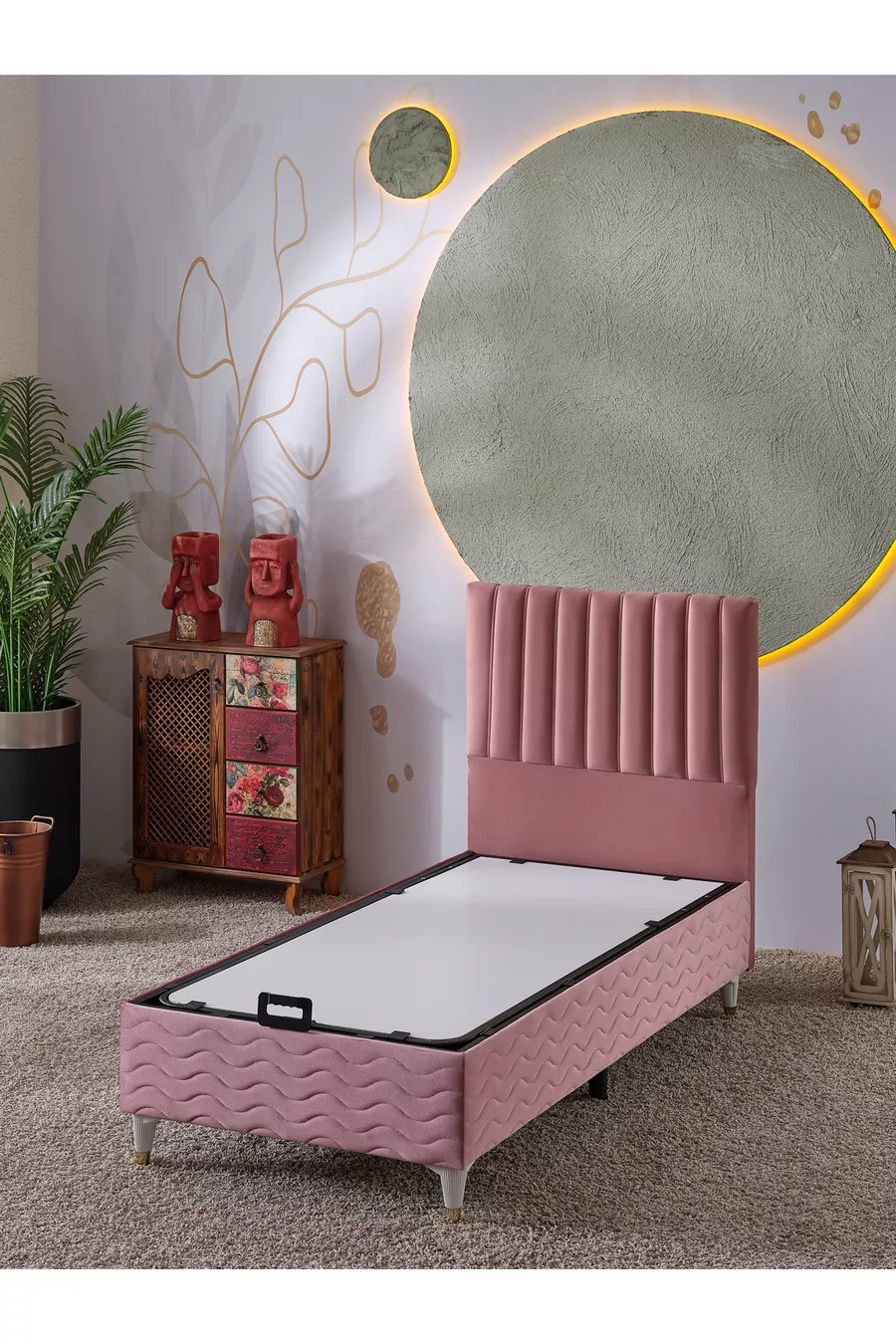 Ensemble 3 pièces Ezgi pour une personne Lit + Sommier + Tête de lit