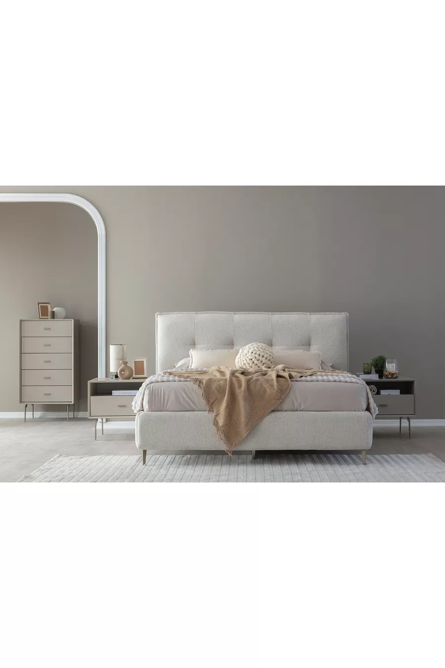 ENSEMBLE DE CHAMBRE PANDOR NOX, CRÈME, 5 PORTES