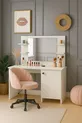 Table de maquillage Lima avec miroir, armoire et 4 étagères, blanche