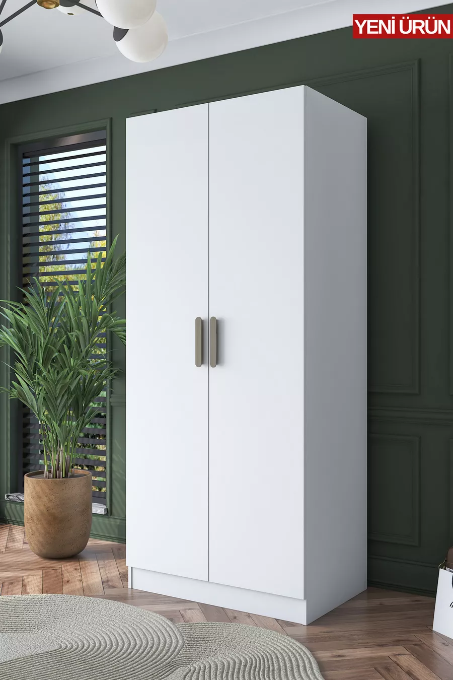 Armoire Rani  2 portes 4 étagères 5 compartiments blanc