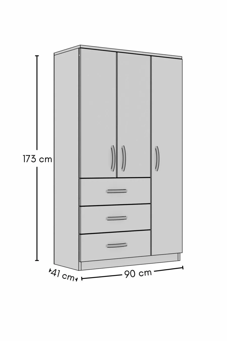 GM -S ECE LUXE 3 PORTES 3 TIROIRS ARMOIRE EN SONOMO