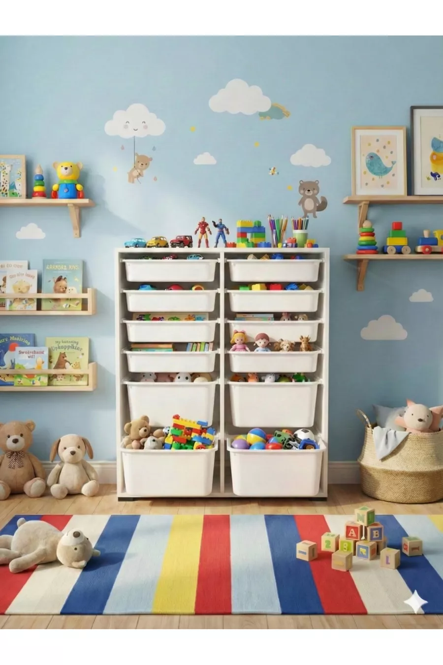 Armoire à Jouets Polyvalente avec Tiroirs et Unité de Rangement – Organisateur de Chambre d’Enfant avec Étiquette Cadeau